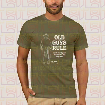 Pánské tričko Cool Vlastní Módní Staré Lidi Pravidlo John Wayne Kontrolu Zbraní Plakát Tee Top Tričko tričko tričko pánské