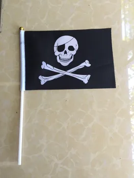 10pcs/lot 14 * 21 cm malá pirátská vlajka rukou mávat vlajkami zemí, vlajky elegantní auto