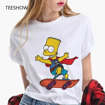 Simpsons T Shirt Ženy Nové Letní Krátký Rukáv Sestra Kreslený T Košile Ženy Vtipné Tričko Top Příležitostné Bílé Tričko Femme