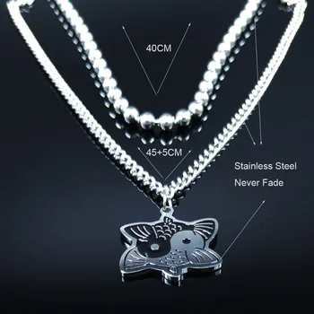 AFAWA 2ks Yin Yang Bagua Ryby z Nerezové Oceli Řetěz Náhrdelník Ženy Přívěsky Továrny Přímé Prodáváme Šperky colgantes N3726S02
