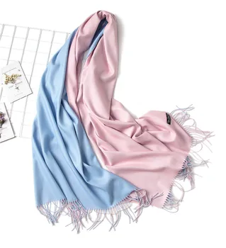2019 luxusní značky cashmere ženy šátek zimní teplé dvojité stranách šály a zábaly pashmina vlny ženského fulárových zahustit deku