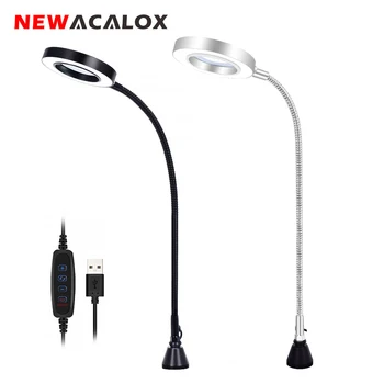 NEWACALOX USB Silné Magnetické 3X Zvětšovací Sklo LED Světlo Svítí Lupa Flexibilní Rameno pro Čtení Workbench Pájení
