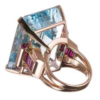2020 nové příjezdu luxusní růžové zlato modrá barva zásnubní snubní prsten pro ženy, lady dárek k výročí šperky R5468