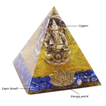 Psychika Pyramida Mědi Ganesha Pryskyřice Řemeslo, Přírodní Lapis Lazuli Reiki Léčení Duchovní Řemeslo Dekorace Dárek