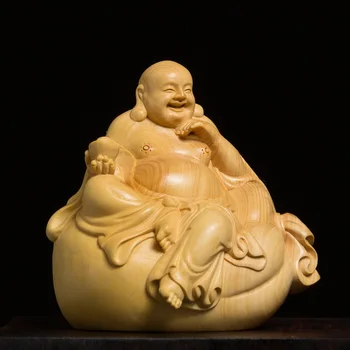8CM Bohatství Velký Smějící se Buddha Dekorace Ingot Maitreya Řezbářství Věnovaný Socha Buddhy Řezbářského Řemesla Zimostráz Štěstí