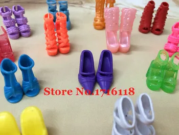 Velkoobchodní Náhodně Vybral 100 Párů Barevné Nejrůznějších Módní Panenky Boty Podpatky Sandály Pro Panenky Barbie Baby Hračky DropShipping
