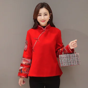 Čínský Cheongsam Topy pro Ženy, Kabáty Zimní 2020 Podzim Nový Rok Kostým Čínský Módní Oblečení Shanghai Tang Oblečení