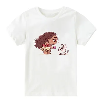 2-12T Baby Girl T-shirt Big Girls Tee Trička pro Děti Moana a Elfin Otisky KARIKATURA Děti T Tričko Letní Oblečení