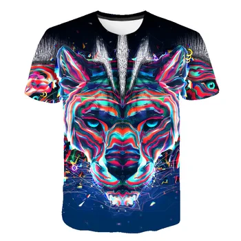 2020 Nejnovější 3D Tisk Zvířat Cool T-Shirt Men Krátký Rukáv Letní Běží t-shirt Topy Tričko Tričko Muž Módní tričko Mužské 6XL