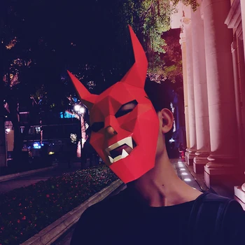 3D Papírové Formy Démon, Ďábel, Smrtka Hlavou Maska Pokrývky hlavy Halloween Cosplay Rekvizity Žena Muži Párty Roli Hrát Oblékají Craft Masky
