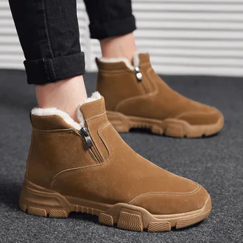 Sonw boty muži zimní kotníkové boty klasické semišové boty pro muže teplé boty plyšové zip elegantní 2019