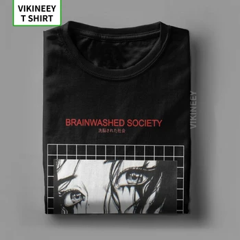 Vymytý Mozek Společnosti Harajuku T-Košile Muži Anime Vaporwave Japonsko Grunge Smutný Bavlněné Tričko Krátký Rukáv T Shirt Plus Velikosti Topy