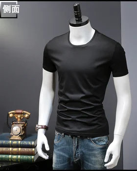 2020 Muži T-Košile Bavlna Sexy Muži V Krku Ležérní Tričko Krátký Rukáv plus velikosti Mužské tričko