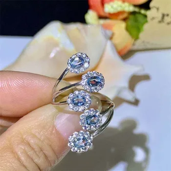 Kouzlo Ženské Ovál Crystal Šperky Elegantní Stříbrné Barvě Otevřít Snubní Prsteny Pro Ženy Bílé Zlato Zásnubní Valentines Day Dárky