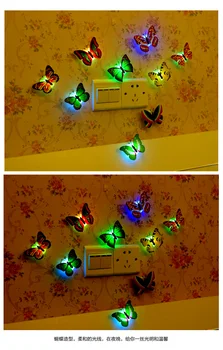10KS Krásné Kreativní Měnící Barvu ABS Motýl LED Noční Světlo Lampy Krásný Domov Dekorativní Nástěnná Lampička Náhodný