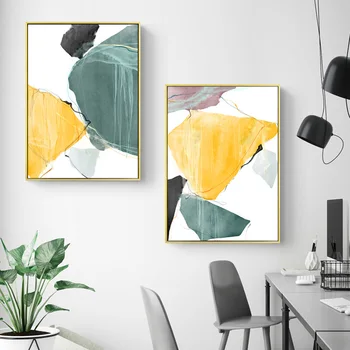 Moderní Nástěnné Umění Malířské Plátno Zelené Rostliny Obrázek Vytisknout pro Obývací Pokoj Velké Abstraktní Zlatý Sprej Malby Domácí Výzdoba Plakáty