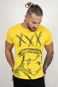 DeepSEA Žluté Pruhované Tvář Vzor T-Shirt 2002039