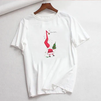 LUSLOS veselé Vánoce Tee Tričko Ženy, T-košile Santa Claus T-shirt Ženy Krátký Rukáv Roztomilé Grafické Tee Tops Streetwear 2019