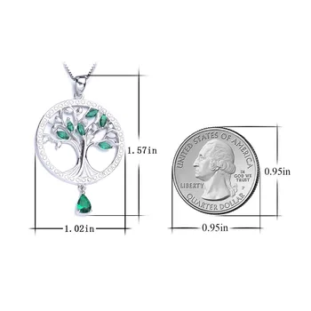 FENASY život strom Náhrdelníky pro Ženy nové módní zelený crystal 925 Sterling Silver Tree Of Life Kulatý Přívěsek Jemné Šperky