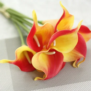 10pcs Umělé květiny PU Calla Lily Banda svatební dekorativní květiny vázy pro domácí dekoraci příslušenství, výrobky pro domácnost