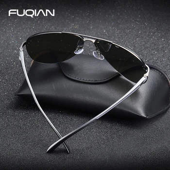 FUQIAN 2020 Módní Vrtaných Pilot Polarizační Brýle Muži Vysoce Kvalitní Hliníku, Hořčíku Sluneční Brýle, Ženy Jízdy Odstíny