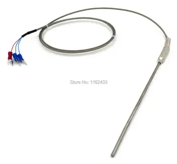 FTARP08 PT100 typ 1m kovové opletené kabel 150mm flexibilní hlavu sondy RTD snímače teploty průměr 3mm 4mm 5mm 6mm WZPK-191