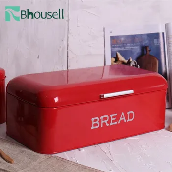 Velký Chléb, Krabice s Víkem Úložné prostory v Kuchyni Nádoby Domácí Červené Obilnice z Nerezové Oceli Box Na Uložení Chleba 16.5
