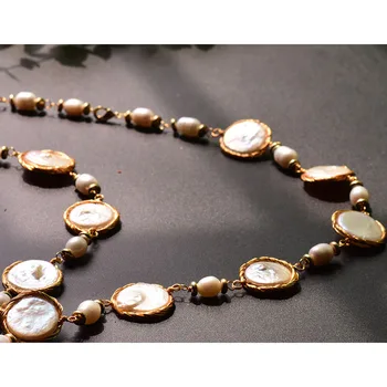 Přírodní sladkovodní Perly Náhrdelník Barokní Perla Dlouhý Přívěsek Luxusní Doplňky pro Ženy, Boho Šperky Svetr Řetěz Ruční