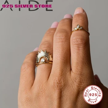 Poradce 925 Sterling Silver C-tvaru, Hladké Linie Půlkruh Prsten Anillos Zlaté Prsteny Pro Ženy Luxusní Jemné Šperky Snubní Prsteny