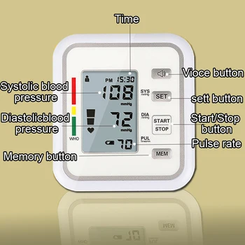 Přenosný Paži Tonometr Monitor Krevního Tlaku Srdeční Frekvence Inteligentní Automatický Tlakoměr Digitální BP Monitory Metr