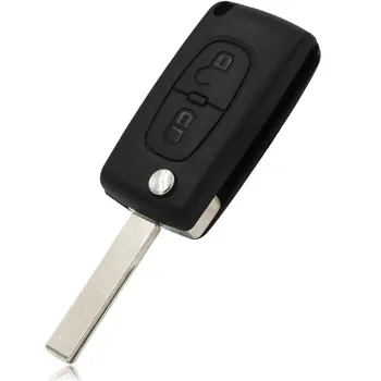 2 Tlačítko Plný Kompletní Flip Vzdálené Inteligentní Klíč pro Peugeot 307 433MHZ ID46 Čip 0536 Modely až 20110416 HU83 Čepel s Drážkou