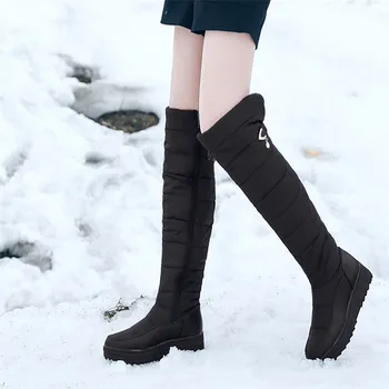 ASUMER 2020 Nová Vysoce kvalitní zimní boty ženy platforma boty zip hustou srst teplé knee kozačky dámské dlouhé bavlněné boty