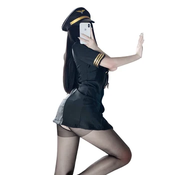 Ženy Sexy Spodní Prádlo Letuška Uniformy Cosplay Erotické Pokušení Letuška Kostým Sex Policejní Japonské Roleplay