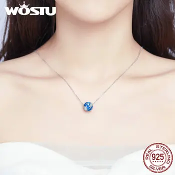 WOSTU Astronaut & Hvězda Korálek, 925 Sterling Silver Půlnoční Modré Smaltované Přívěsky Fit Originální Náramek Pro Ženy DIY Šperky CQC1148