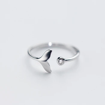 Roztomilý Hladké Ženské Mořská Panna Ocas Otevřené Prsten Size Nastavitelný Šperky Slib Zásnubní Snubní Prsten Pro Ženy