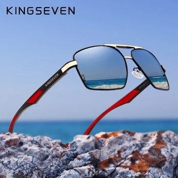 KINGSEVEN Hliníkové Pánské sluneční Brýle Polarizované Čočky Značky Design Chrámů Sluneční brýle Povlak Zrcadla, Brýle Oculos de sol 7719