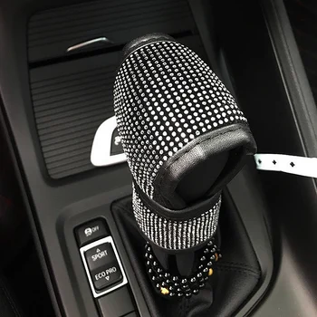 Plné Crystal Diamond Auto Gear Shift Obojky Zahrnuje Univerzální Auto Plyšové Shifter Případech Auto Interiérové Doplňky pro Ženy, Dívky