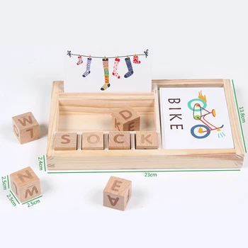 Dřevo Pravopis Slova Hra, Děti, Hračky pro Děti, Trénink paměti Vzdělávací Dřevěné Hračky Raného Vzdělávání Montessori Vzdělávání Hračka