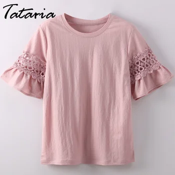 TATARIA Létě T-košile Pro Ženy Plná Barva Kauzální Základní Ladies T-shirt Krátký Rukáv Tee Trička Femme Roupas Femininas 2020