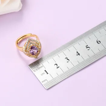 Dubaj Šperky Sady 2020 Módní Ženy Svatební Doplňky Pozlacené Přírodní Fialová Crystal Náhrdelník 4-Dílná Sad