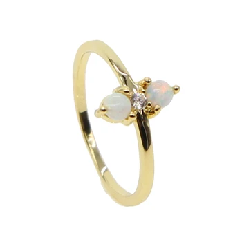 Nové módní Zlatý opál šperky nejvyšší kvality stack mini elegantní šperky jemné bílé modrý opál ženy, dívka minimální stone prsten