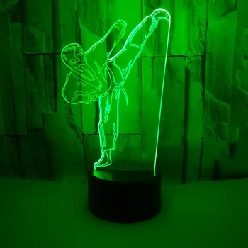 Noční Světlo Kreativní 3D LED Light Vision Gradient Karate Stolní Lampa USB Taekwondo Modelování Osvětlení Ložnice Dekor Dárky Pro Kluka