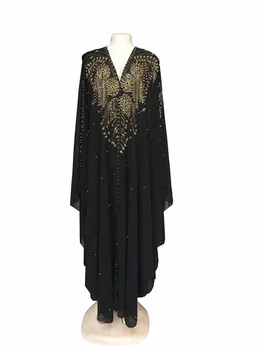 Fialové Africké Šaty Pro Ženy Dashiki Diamond Korálky Africké Oblečení Abaya Dubaj Župan Večer Dlouho Muslimské Šaty S Kapucí Cape