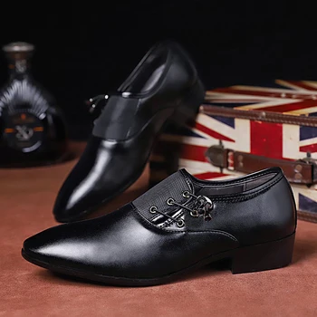 Velká velikost 38-48 kůže formální boty muži luxusní značky Oxford elegantní šaty boty svatební podnikání Elastický pás ploché obuvi mužského