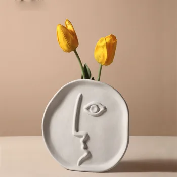 Nordic in Home Decor Keramická Váza na Květiny Lidskou Tvář Design Dekorace Domů Váza luxusní Hrnec Na Sušené Květiny bílé vázy