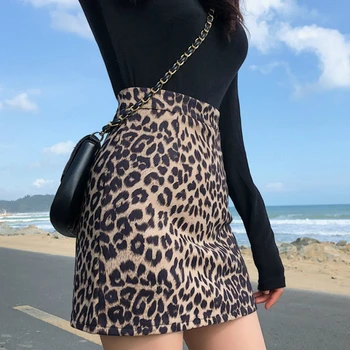 Ženy Sukně Leopard Tisk Mini Sukně Vysokým Pasem Plus Velikosti Volný Čas Módní Vintage Elegantní Streetwear Sexy Korejský Styl Dámy