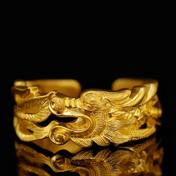 Čína Mýtus Dragon Otevření Starožitností Prsten Zlaté Barvy LUCKY DRAGON Prsteny pro Muže, Ženy, Šperky, Narozeniny, Vánoční Dárek