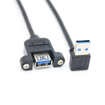 30CM Vysoká Rychlost USB 3.0 Vpravo/Vlevo/Nahoru/Dolů, Úhel 90 ° Prodlužovací Kabel Šroub pro Montáž na Panel Samec Samice Adaptér Kabely Kabel