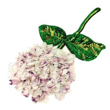 2ks 3D Hortenzie Flitry Výšivky Našité Korálky Flower Applique Šít Na Vyšívané Nášivky Na Oděvy Parches Bordados AC1158S