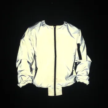 Muži plné reflexní bunda noci odrážejí světlo hip hop bunda ženy zip letu bundy a kabáty ležérní bunda